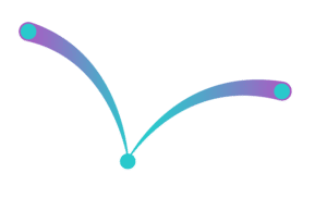 סמליל של ציפור בצבעי סגול וטורקיז עם נקודות מתחברות_לוגו של מיכל פולת אוויר להגשמה